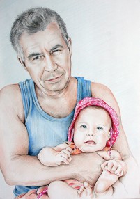 Színes családi portré rajz készítés
